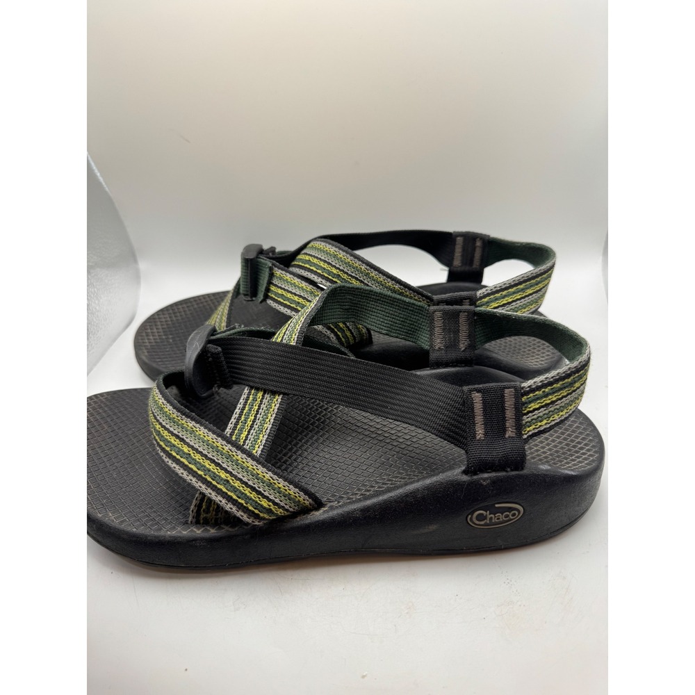 Chaco Sport Sandals Women's‎ Size M11 Green Yellow Strappy Outdoor Vibram Sole